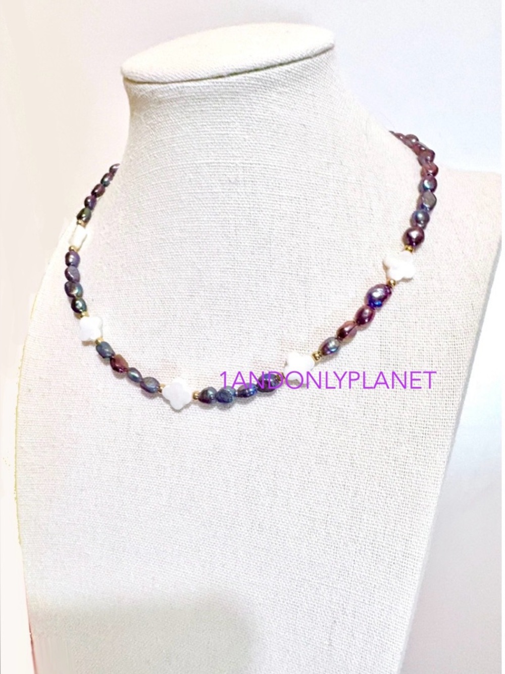 Iridescent Tahitian Barocque Pearls Necklace w Floral Charms Quiet Luxury